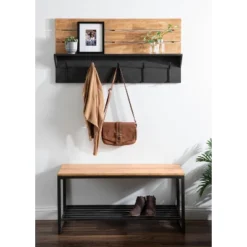 42" X 22" Samuels Decorative Wall Shelf With Hooks Rustic Brown/Black - Kate & Laurel All Things Decor -Home Decor Shop GUEST d64e9c4d c221 464f b38f 6638939b94b5