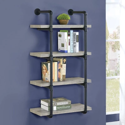24" Elmcrest 4 Shelf Wall Bookcase With Black Frame - Coaster 3 24" Elmcrest 4 Shelf Wall Bookcase With Black Frame - Coaster