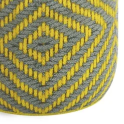Elza Round Woven PET Polyester Pouf Gray/Yellow - WyndenHall -Home Decor Shop GUEST d7e7493d abf3 46ec bb8f 0fe44df04707