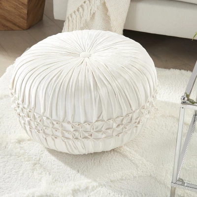 Mina Victory Sofia Pin Tuck Velvet Indoor 20"X20"X12" Pouf 6 Mina Victory Sofia Pin Tuck Velvet Indoor 20"X20"X12" Pouf - Image 4