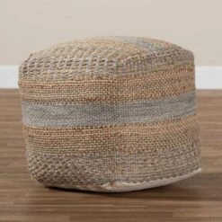 Grange Handwoven Hemp Moroccan Inspired Pouf Ottoman Natural/Gray - Baxton Studio -Home Decor Shop GUEST d8cd1bc2 73f9 406b 98a9 bed404c3f9dc