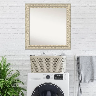 32" X 32" Non-Beveled Fair Baroque Cream Wood Wall Mirror - Amanti Art 9 32" X 32" Non-Beveled Fair Baroque Cream Wood Wall Mirror - Amanti Art - Image 7