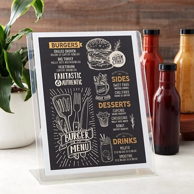 Juvale 6 Pack Acrylic Sign Holders 8.5 X 11, Table Top Plastic Display Stand For Menu, Flyer, Document, Paper, Clear Slant Back Vertical Photo Frame 4 Juvale 6 Pack Acrylic Sign Holders 8.5 X 11, Table Top Plastic Display Stand For Menu, Flyer, Document, Paper, Clear Slant Back Vertical Photo Frame - Image 2