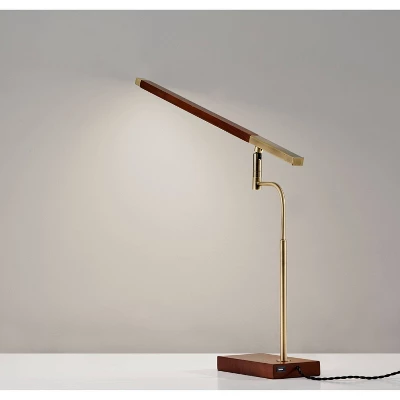 LED Barrett Desk Lamp Walnut/Brass (Includes LED Light Bulb) - Adesso 6 LED Barrett Desk Lamp Walnut/Brass (Includes LED Light Bulb) - Adesso - Image 4