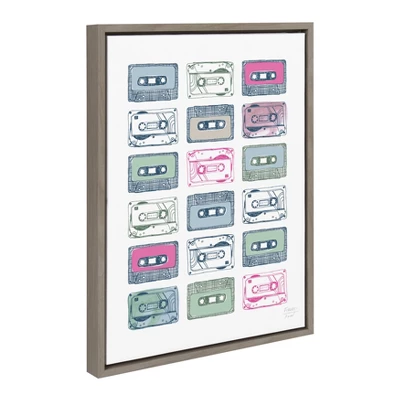 18" X 24" Sylvie Cassettes Framed Canvas Wall Art By Statement Goods Gray - Kate And Laurel 3 18" X 24" Sylvie Cassettes Framed Canvas Wall Art By Statement Goods Gray - Kate And Laurel
