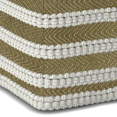Jericho Square Woven PET Polyester Pouf Natural/White - WyndenHall 4 Jericho Square Woven PET Polyester Pouf Natural/White - WyndenHall - Image 2