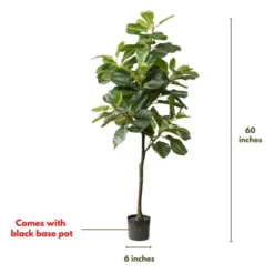 Forever Leaf 60" Artificial Fiddle Leaf Fig Tree With Black Pot, Indoor Artificial Plant For Home Decor -Home Decor Shop GUEST db69db46 0851 4934 adf2 83fcaa62b029