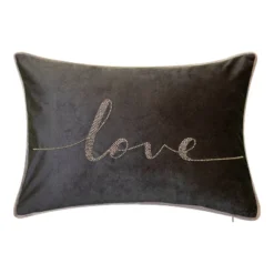 12"x18" Poly-Filled Beaded 'Love' Luxe Velvet Lumbar Throw Pillow - Edie@Home -Home Decor Shop GUEST db97638b 771d 4619 9041 d7a5c299ad25