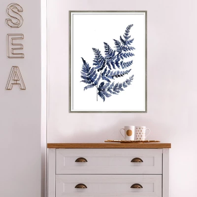 19" X 25" Botanical Fern Indigo By Sara Berrenson Wood Framed Wall Art Print - Amanti Art 7 19" X 25" Botanical Fern Indigo By Sara Berrenson Wood Framed Wall Art Print - Amanti Art - Image 5