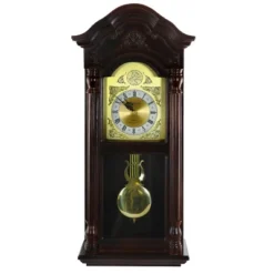 Bedford Clock Collection 25.5 Inch Antique Mahogany Cherry Oak Chiming Wall Clock With Roman Numerals -Home Decor Shop GUEST dc4b4e3b 5ac8 4b16 9edd bde989f84d84