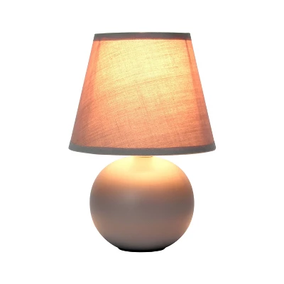 8.66" Petite Ceramic Orb Base Bedside Table Desk Lamp With Matching Tapered Drum Fabric Shade Gray - Creekwood Home 5 8.66" Petite Ceramic Orb Base Bedside Table Desk Lamp With Matching Tapered Drum Fabric Shade Gray - Creekwood Home - Image 3