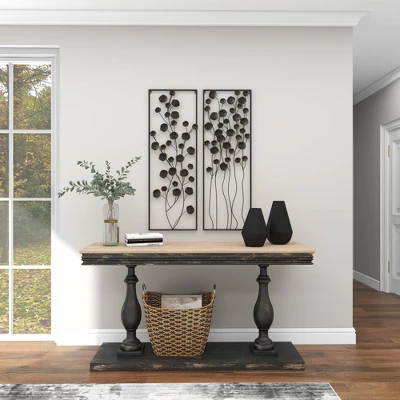 Farmhouse Metal Floral Wall Decor With Black Frame Set Of 2 Black - Olivia & May 16 Farmhouse Metal Floral Wall Decor With Black Frame Set Of 2 Black - Olivia & May - Image 14