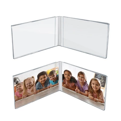 Azar Displays Clear Acrylic Double Photo Holder, Side By Side Dual Frame, Size 7"W X 5"H, 2-Pack 3 Azar Displays Clear Acrylic Double Photo Holder, Side By Side Dual Frame, Size 7"W X 5"H, 2-Pack