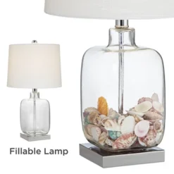 360 Lighting Coastal Accent Table Lamp 21.75" High Clear Glass Fillable Sea Shells White Drum Shade For Living Room Family Bedroom Bedside -Home Decor Shop GUEST df1f084d e902 4f4f a5a2 d425799d0313