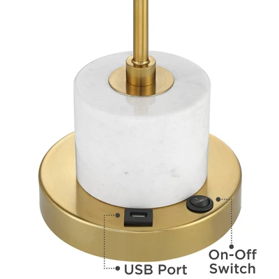 Possini Euro Design Barclay Modern Desk Lamp 23" High Warm Gold With USB Charging Port Frosted Glass Shade For Bedroom Living Room Bedside Office Kids 6 Possini Euro Design Barclay Modern Desk Lamp 23" High Warm Gold With USB Charging Port Frosted Glass Shade For Bedroom Living Room Bedside Office Kids - Image 4