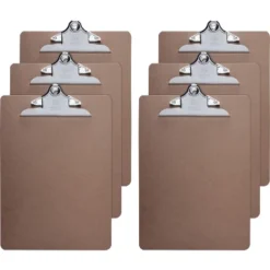 Business Source Clipboards Hardboard Metal Clip 9"x12-1/2" 6/BD Brown 65637BD