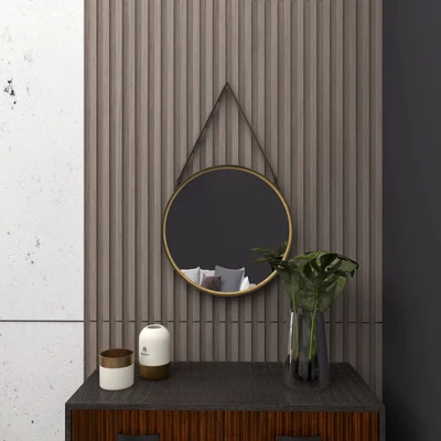 Metal Wall Mirror With Leather Strap Gold - Olivia & May 9 Metal Wall Mirror With Leather Strap Gold - Olivia & May - Image 7