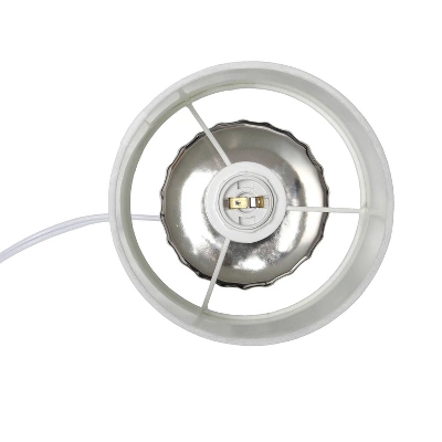 11.61" Tall Ruffled Capsule Bedside Table Desk Lamp With White Drum Fabric Shade Silver - Simple Designs 5 11.61" Tall Ruffled Capsule Bedside Table Desk Lamp With White Drum Fabric Shade Silver - Simple Designs - Image 3