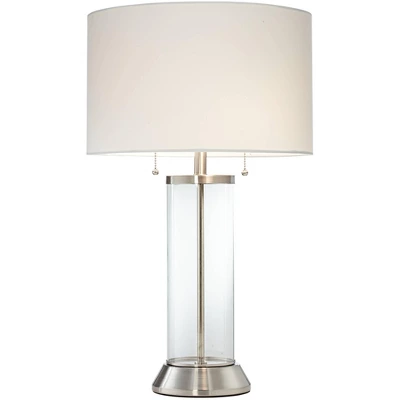 Possini Euro Design Fritz Modern Table Lamps 26 1/2" High Set Of 2 Silver Clear Glass With USB And AC Power Outlet In Base Drum Shade For Bedroom Desk 9 Possini Euro Design Fritz Modern Table Lamps 26 1/2" High Set Of 2 Silver Clear Glass With USB And AC Power Outlet In Base Drum Shade For Bedroom Desk - Image 7