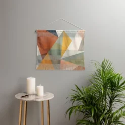 Little Arrow Design Co Modern Triangle Mosaic Multi Landscape Fiber Wall Hanging - Society6