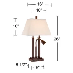 Possini Euro Design Deacon Modern Desk Table Lamp 26" High Bronze With USB And AC Power Outlet In Base LED Reading Light Oatmeal Shade For Office Desk 14 Possini Euro Design Deacon Modern Desk Table Lamp 26" High Bronze With USB And AC Power Outlet In Base LED Reading Light Oatmeal Shade For Office Desk -Home Decor Shop GUEST e3b11501 45f1 4c06 8336 fa153143d3bc