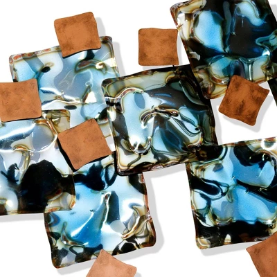 Liquid Lucidity Torched Metal Wall Sculpture Blue - StyleCraft 3 Liquid Lucidity Torched Metal Wall Sculpture Blue - StyleCraft