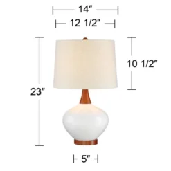 360 Lighting Brice Modern Mid Century Accent Table Lamp 23" High Ivory Ceramic Wood Neck Off White Drum Shade For Bedroom Living Room Bedside Office 14 360 Lighting Brice Modern Mid Century Accent Table Lamp 23" High Ivory Ceramic Wood Neck Off White Drum Shade For Bedroom Living Room Bedside Office -Home Decor Shop GUEST e45444ee 31b2 4cbc b7d7 166286b35974