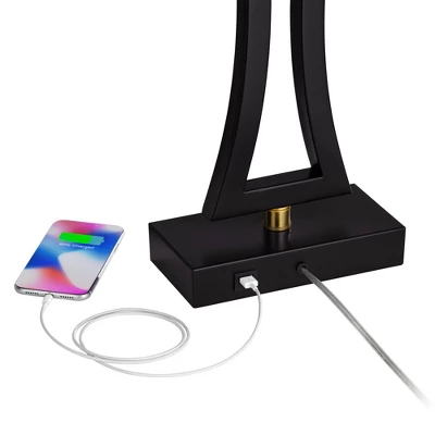 360 Lighting Roxie Modern Table Lamps 31" Tall Set Of 2 Black Metal With USB Charging Port White Rectangular Shade For Bedroom Living Room Bedside 5 360 Lighting Roxie Modern Table Lamps 31" Tall Set Of 2 Black Metal With USB Charging Port White Rectangular Shade For Bedroom Living Room Bedside - Image 3