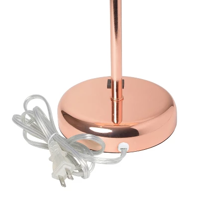 19.5" Bedside USB Port Feature Metal Table Desk Lamp Rose Gold With White Fabric Shade - Creekwood Home 7 19.5" Bedside USB Port Feature Metal Table Desk Lamp Rose Gold With White Fabric Shade - Creekwood Home - Image 5