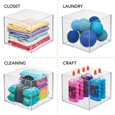 MDesign Plastic Storage Desk Organizer Bin For Home, Office - 3 Pack, Clear 7 MDesign Plastic Storage Desk Organizer Bin For Home, Office - 3 Pack, Clear - Image 5