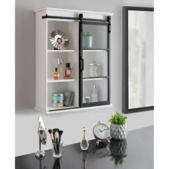 22" X 28" Barnhardt Decorative Wooden Wall Cabinet With Sliding Glass Door White - Kate & Laurel All Things Decor 15 22" X 28" Barnhardt Decorative Wooden Wall Cabinet With Sliding Glass Door White - Kate & Laurel All Things Decor -Home Decor Shop GUEST e6a31bb5 63e4 4f3a 8013 e77057ec781e