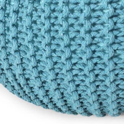 Nahunta Modern Knitted Cotton Round Pouf - Christopher Knight Home 5 Nahunta Modern Knitted Cotton Round Pouf - Christopher Knight Home - Image 3