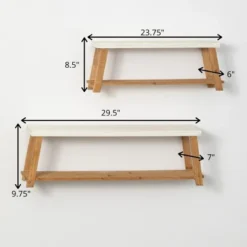 Sullivans Bench-Seat-Shaped Wall Shelf Set Of 2, 9.75"H & 8.5"H White -Home Decor Shop GUEST e79bfefe 1eeb 4e77 aa40 196bf79dbf66