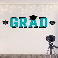 Big Dot Of Happiness Teal Graduation Party Decor - Vinyl Wall Decals - Grad
