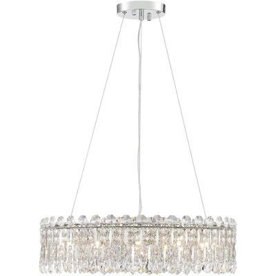 Possini Euro Design Alyssa Chrome Drum Chandelier 23 1/2" Wide Modern Crystal 12-Light LED Fixture For Dining Room Kitchen Island Entryway Bedroom 7 Possini Euro Design Alyssa Chrome Drum Chandelier 23 1/2" Wide Modern Crystal 12-Light LED Fixture For Dining Room Kitchen Island Entryway Bedroom - Image 5