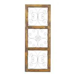 36" X 14" Wood Scroll Window Inspired Wall Decor With Metal Scrollwork Relief Brown - Olivia & May -Home Decor Shop GUEST ea4d44fb e7e4 48b3 8449 e7fdf9baa826
