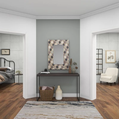 Wood Wall Mirror With Diamond Pattern Beige - Olivia & May 10 Wood Wall Mirror With Diamond Pattern Beige - Olivia & May - Image 8