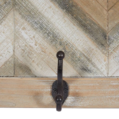 Wood 1 Shelf And 4 Hangers Wall Hook Brown - Olivia & May 5 Wood 1 Shelf And 4 Hangers Wall Hook Brown - Olivia & May - Image 3