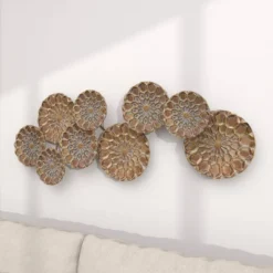 Metal Plate Wall Decor With Embossed Design Gold - Olivia & May -Home Decor Shop GUEST ebb4fda0 1679 45bb a2b9 ee6abf067d16