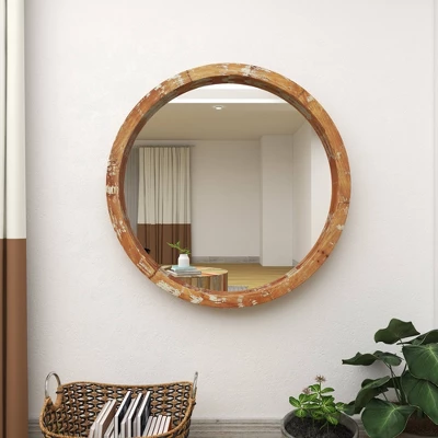 Vintage Wall Mirror Brown - Olivia & May 10 Vintage Wall Mirror Brown - Olivia & May - Image 8