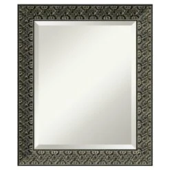 Intaglio Embossed Black Framed Wall Mirror - Amanti Art