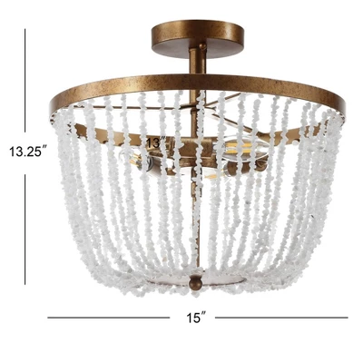 15" Stone/Metal Georgian Flush Mount Ceiling Light (Includes Energy Efficient Light Bulb) Antique Gold - JONATHAN Y 5 15" Stone/Metal Georgian Flush Mount Ceiling Light (Includes Energy Efficient Light Bulb) Antique Gold - JONATHAN Y - Image 3