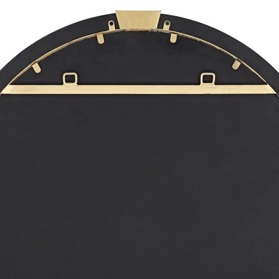 Noble Park Kensington Round Vanity Wall Mirror Modern Glam Black Gold Wood Frame 32" Wide Bathroom Bedroom Living Room Home House Office 5 Noble Park Kensington Round Vanity Wall Mirror Modern Glam Black Gold Wood Frame 32" Wide Bathroom Bedroom Living Room Home House Office - Image 3