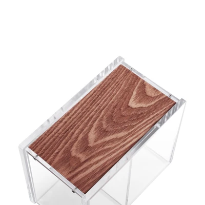 ZODACA Divided Clear Acrylic Wood Base Pen Holder 5 ZODACA Divided Clear Acrylic Wood Base Pen Holder - Image 3