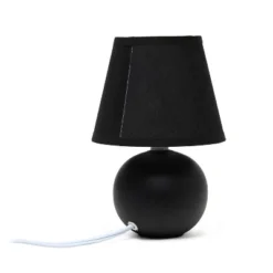 8.66" Petite Ceramic Orb Base Bedside Table Desk Lamp With Matching Tapered Drum Fabric Shade Black - Creekwood Home -Home Decor Shop GUEST f19c5dc1 fa3e 4f43 8e54 53e81addc00c