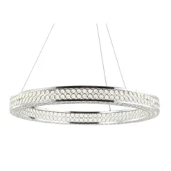 24.7" Crystal/Metal Round Benton Chandelier (Includes Energy Efficient Light Bulb) Silver - JONATHAN Y