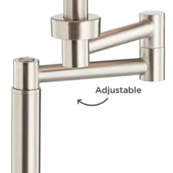 360 Lighting Camber Modern Desk Table Lamp 29" Tall Brushed Steel With USB And AC Power Outlet In Base Swing Arm Linen Shade For Bedroom Living Room -Home Decor Shop GUEST f1eae3c4 e0cf 4b3c 9675 26f878e9f512