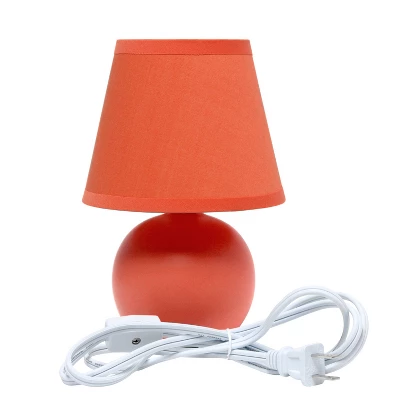 8.66" Petite Ceramic Orb Base Bedside Table Desk Lamp With Matching Tapered Drum Fabric Shade Orange - Creekwood Home 4 8.66" Petite Ceramic Orb Base Bedside Table Desk Lamp With Matching Tapered Drum Fabric Shade Orange - Creekwood Home - Image 2