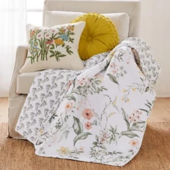 Viviana Floral Quilted Throw - Levtex Home -Home Decor Shop GUEST f3f5d21b 60ba 452b 9662 9a1a113ed2c7
