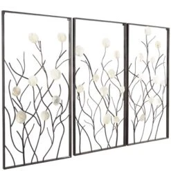 Set Of 3 Metal Floral Wall Decors With Capiz Accent Black - Olivia & May -Home Decor Shop GUEST f50d4029 210f 4938 9bbd 1a1dc616950c